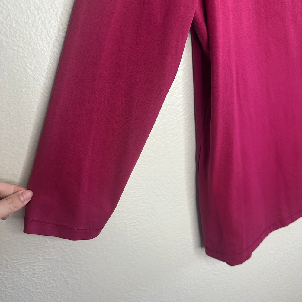 Lafayette 148 New York Long Sleeve NWT Magenta Pink Cotton Spandex Scoop Neck - Picture 2 of 6